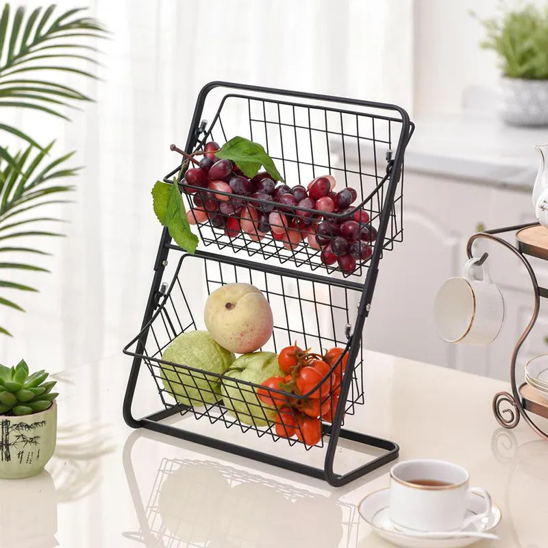 Stainless Steel Countertops Multilayer Spice Rack Fruit Kitchen Storage