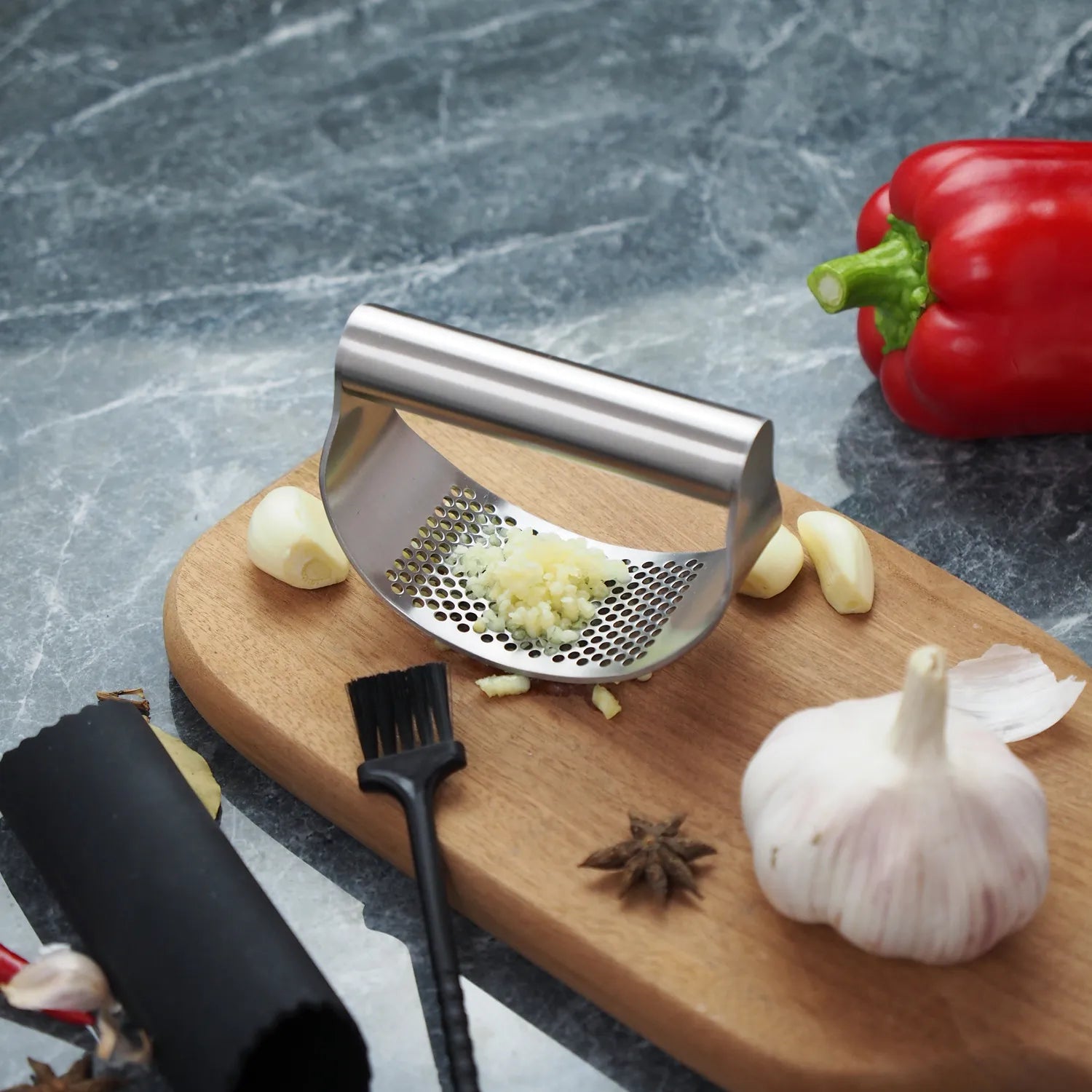 Upgraded Stainless Steel Garlic Press